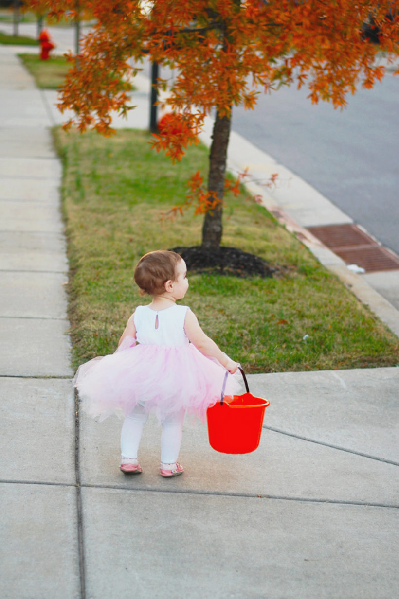 trick or treating with our bambina ballerina!