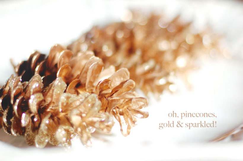 makey thursday! pinecones, gold and sparkled!